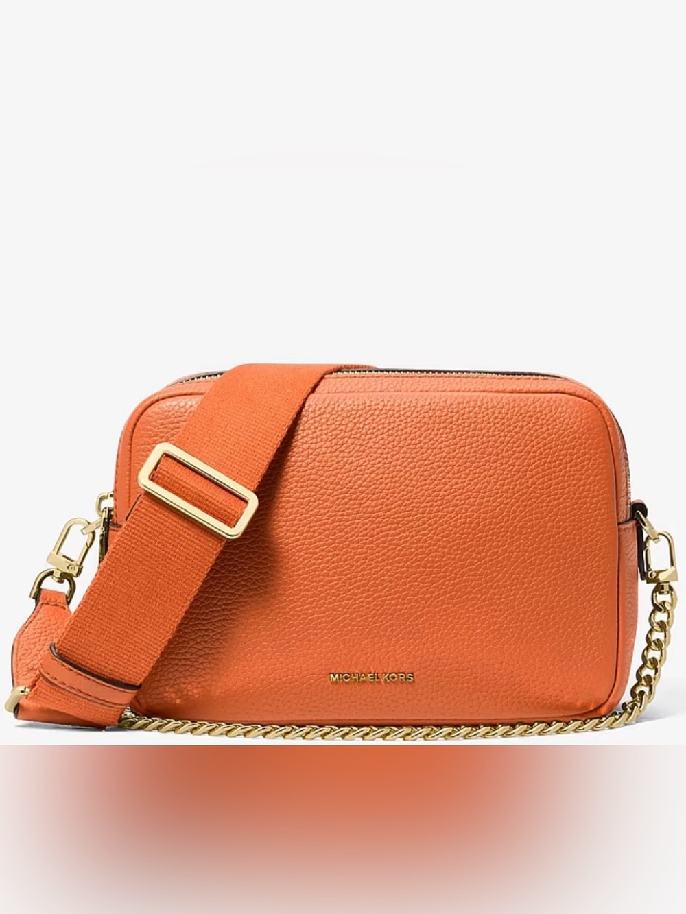 Michael Kors Bryant Medium Pebbled Leather Crossbody Bag in Orange Punch